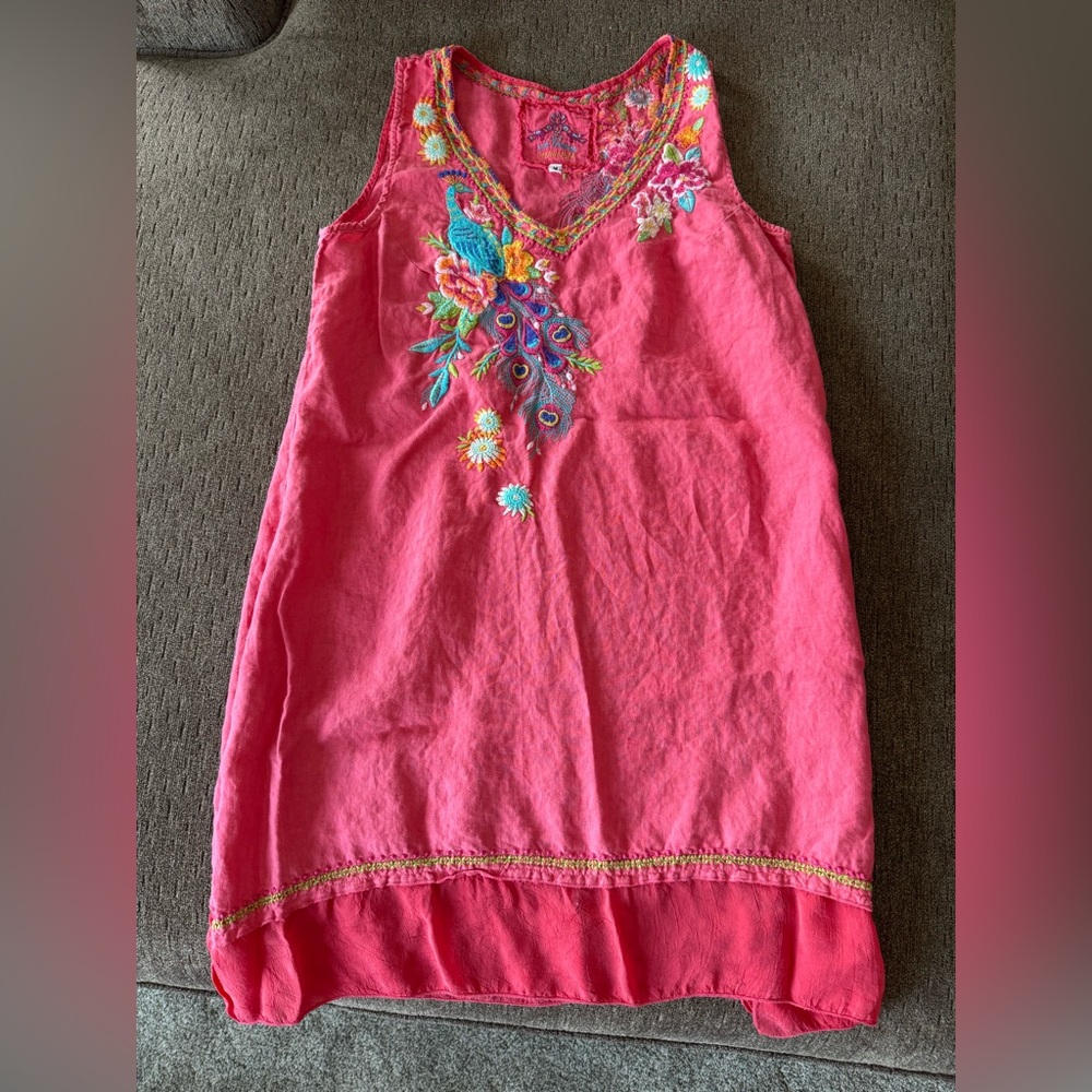 Johnny Was Los Angeles Pink Embroidered Dress